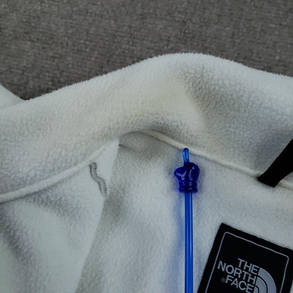 The North Face Denali Jacket Women Medium White Gray Fleece Full Zip Pockets - Picture 9 of 16